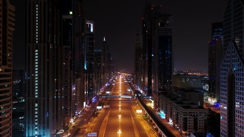 Aerial view of empty streets due to the coronavirus pandemic in Dubai, United Arab Emirates