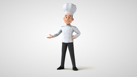 Cartoon chef character is presenting