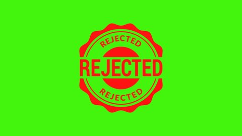 rejected red stamp animation. green background.motion animation.