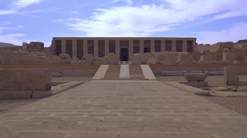 Abydos, Egypt - January 2020: Temple of Seti I in Abydos. Abydos is notable for the memorial temple of Seti I, which contains the Abydos of Egypt King List from Menes until Seti I's father, Ramesses I