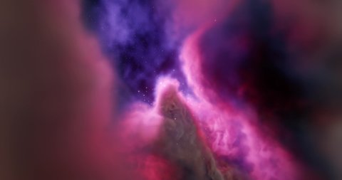 Birth of a star, Nebula nursery.  Stellar system and gas nebula. Newborn stars, glowing clouds heated by intense radiation. Deep space. Science fiction. 3D render	