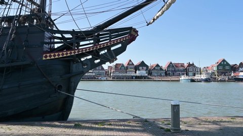 Volendam, the Netherlands - april 28 2020: VOC ship the Halve Maen in Volendam