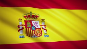 Spanish flag close-up. Fluttering in the wind. The texture of the fabric.Vignetting at the edges of the frame. Looped video footage. 4K. HD
