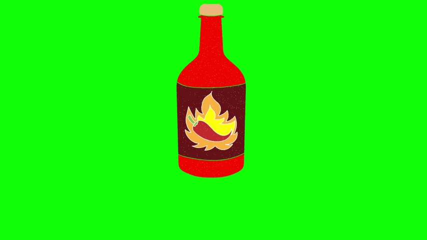 Chili sauce hand drawn green screen. floating loop animation