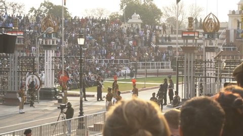 Border Gate Being Opened at Wagah Border Crossing Event at Pakistan to India Border - Amritsar, India - March 2019
