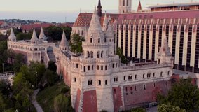 Hungary Budapest. fantastic aerial video about a part of royal castle area in the city. This place is very popular famous historical tourist destination and atttraction. 