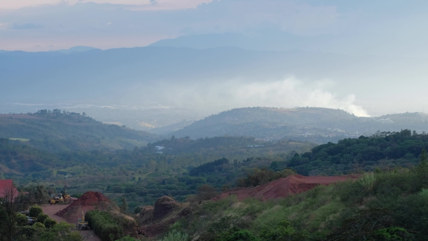 Establishing static shot of the valley in Costa Rica. No color grading applied