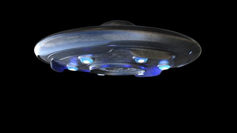 3D ufo, glowing spaceship, animation, transparent background, loop