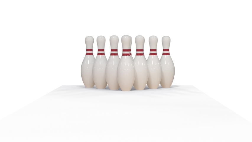 Bowling Strike in slow motion on white background