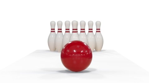 Bowling Strike in slow motion on white background