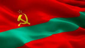 Pridnestrovie island flag Motion Loop video waving in wind. Realistic Transnistria Flag background. Pridnestrovie Flag Looping Closeup 1080p Full HD 1920X1080 footage. Pridnestrovie Europe country fla