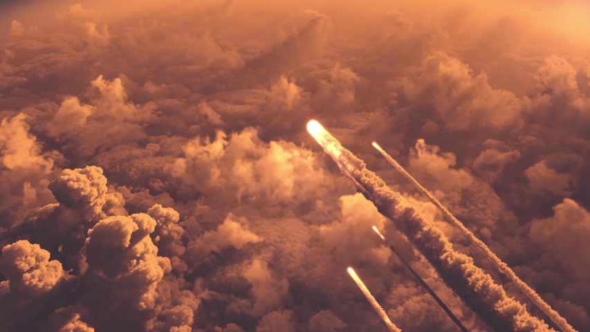 Meteors flying over the clouds Royalty-Free Stock Footage #1051424869