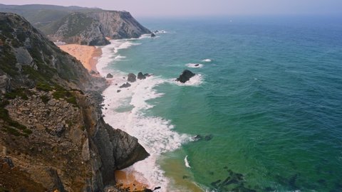 Praia Da Adraga Surfing Beach White Stock Footage Video (100% Royalty ...