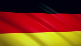 German flag close-up. 3D render. Fluttering in the wind. Looped video footage. Vignetting around the edges. 4K. HD