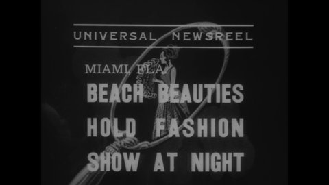 CIRCA 1938 - A beauty pageant is held poolside in Miami, Florida.