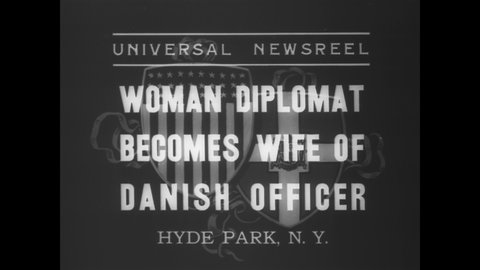 CIRCA 1936 - Ambassador Ruth Bryan Owen marries a Danish officer at Hyde Park, New York, with novelist Fannie Hurst and FDR seen in attendance.