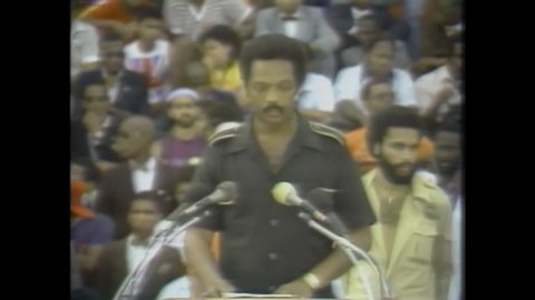 CIRCA 1983 - Jesse Jackson speaks at a rally celebrating the 20th anniversary of the March on Washington.