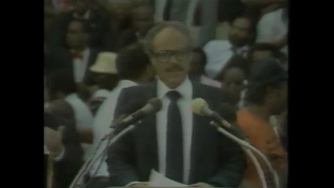 CIRCA 1983 - Benjamin Hooks, the executive director of the NAACP, gives a speech celebrating the 20th anniversary of the March on Washington.