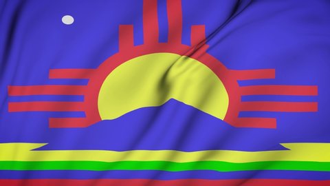 Roswell city new Mexico flag is waving 3D animation. Roswell city of new Mexico state flag waving in the wind. Roswell flag seamless loop animation. 4K