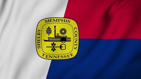 Memphis city of Tennessee flag is waving 3D animation. Memphis city of Tennessee state flag waving in the wind. Memphis flag seamless loop animation. 4K