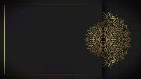 Gold and black mandala ornament background looping smoothly, arabic islamic style for any purpose