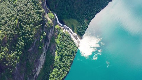 Spectacular Seven Sisters Waterfall at Geirangerfjord