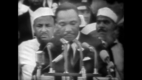 CIRCA 1963 - In his speech at the March on Washington, Martin Luther King praises Abraham Lincoln.