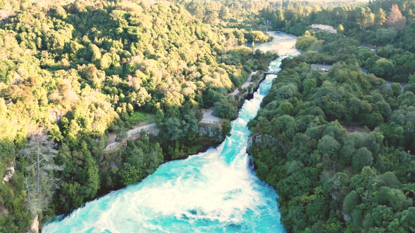 Huka falls powerful current, New Zealand Nature Videos | Creative Market