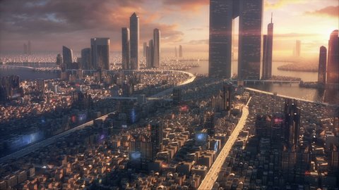 Sunset 3D City of the future