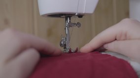 Sewing, sewing machine footage in flat profile