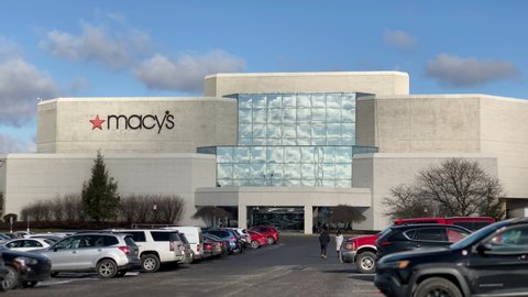 PITTSBURGH - Circa January, 2020 - A daytime establishing shot of the Macy's entrance of Ross Park Mall in Pittsburgh, Pennsylvania.  	
