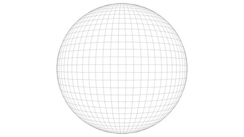wire-frame sphere rotating in seamless loop, in white isolated background