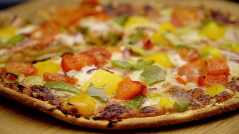 Baked vegetarian pizza - fresh from the oven - food photography