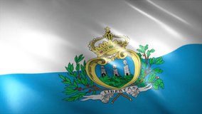 National Flag of San Marino waving flag. Flag Closeup 1080p Full HD 1920X1080 footage.Other HD flags available