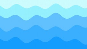 A red fish with a smile on its face creeps up to the shrimp and eats it. Animation video in a flat style with the continuation, the second part of 4. Blue background with paper waves.