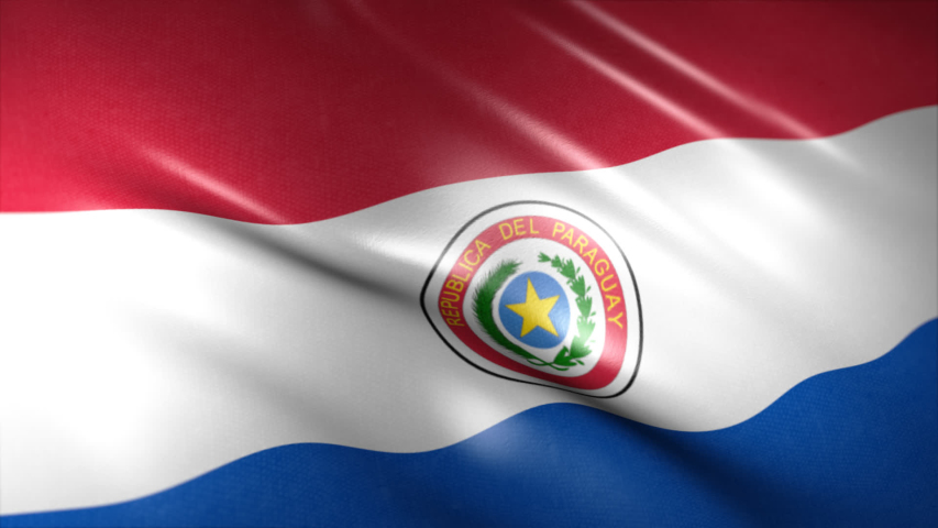 National Flag of Paraguay waving flag. Flag Closeup 1080p Full HD 1920X1080 footage.Other HD flags available