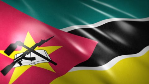 National Flag of Mozambique waving flag. Flag Closeup 1080p Full HD 1920X1080 footage.Other HD flags available