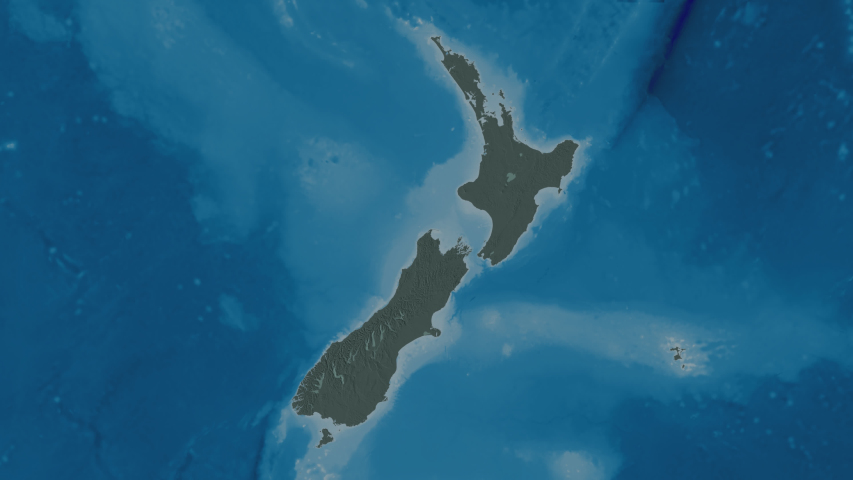 Northland, regional council with its capital, zoomed and extruded on the administrative map of New-Zealand in the conformal Stereographic projection