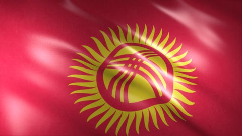 National Flag of Kyrgyzstan waving flag. Flag Closeup 1080p Full HD 1920X1080 footage.Other HD flags available