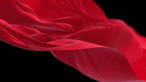 4k Red wave satin fabric loop background.Wavy silk cloth fluttering in the wind.tenderness and airiness.3D digital animation of seamless flag waving ribbon streamer riband. 