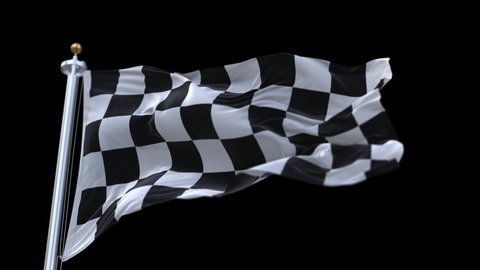 4k Check Flag wavy silk fabric fluttering Racing Flags,seamless waving wave background.Silk cloth fluttering in the wind.3D digital animation plaid Formula One car motor sport Checkered Flag. 