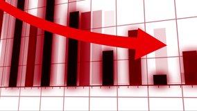 4k HUD graph with fall down arrow and bar stats,Financial data,diagrams showing a economic recession in profits,digital data wall,Global economy,financial crisis,stock plunge.  - Powered by Shutterstock - Get 15% off with code: PIKWIZARD15