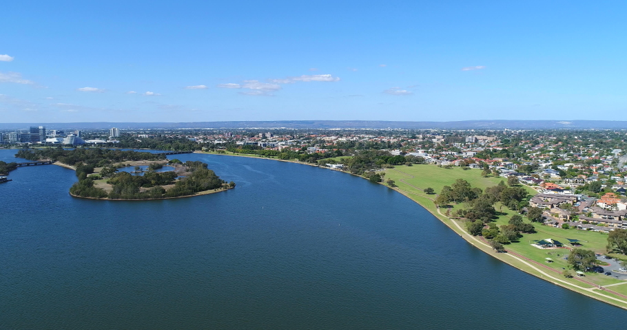 Victoria Park, Heirisson Island, Aerial View, Perth, Western Australia, Australia
