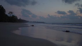 Landscape of the beach before the sunrise. HD and slow motion. Video from 11/21/2019 in Little Andaman (Andaman and Nicobar Islands)