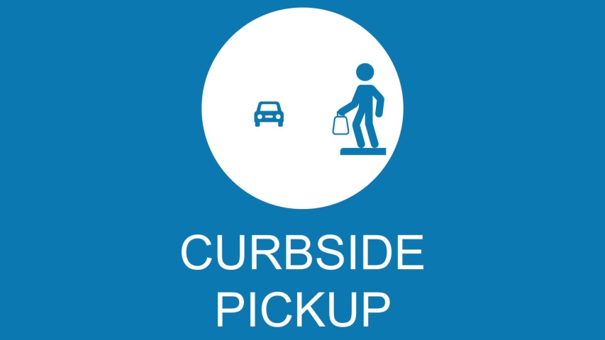Curbside Pickup illustrated vector animation clip art sign symbolizing a designated area for grocery store or online shopping pickup  Royalty-Free Stock Footage #1051578628