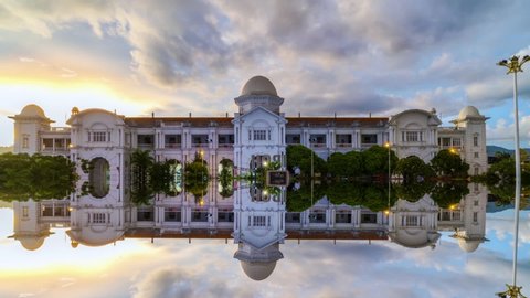 IPOH-17.10.2018 : Time Lapse Of Majestic Railway Station Of Ipoh Town,Malaysia With Dramatic Cloud. HD