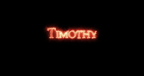 Timothy written with fire. Loop
