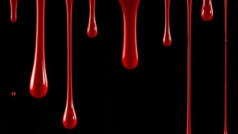 Super Slow Motion Shot of Dripping Blood Isolated on Black Background at 1000 fps.