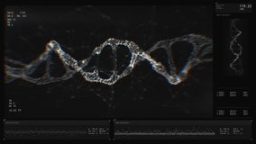 DNA structure research. Genome analyzing. Interface concept. Biochemistry statistics and data displayed on a modern high-tech hospital screen. Genes, genetic disorders. Health data. Diagnosis diseases - Powered by Shutterstock - Get 15% off with code: PIKWIZARD15