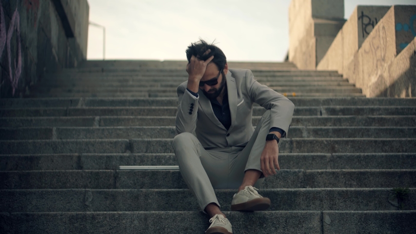 Unhappy Annoyed Businessman After  Dismissal. Unemployment Financial Problem In Family. Depressed Man Credit Loan. Sad Businessman Anxiety Family Quarrel. Burnout Syndrome Frustrated Man Mental Health | Shutterstock HD Video #1051624813